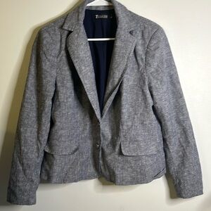 New York & Company blazer gray blue size 12 sewn pockets silver buttons …